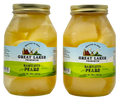 Two Great Lakes Preserves Bartlett Pears jars, 32 oz (907g) each, front labels facing with gold lids.