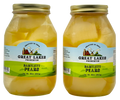 Two Great Lakes Preserves Bartlett Pears jars, 32 oz (907g) each, front labels facing with gold lids.