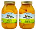 Two Great Lakes Preserves Peach Halves jars, 32 oz (907g) each, front labels facing with gold lids.