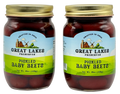 Two Great Lakes Preserves Pickled Baby Beets jars, 15 oz (425g) each, front labels facing with gold lids.