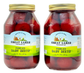 Two Great Lakes Preserves Pickled Baby Beets jars, 32 oz (907g) each, front labels facing with gold lids.