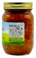 Back of Great Lakes Preserves Pineapple Salsa; Nutrition Facts: 2 Tbsp (30g), 15 calories; refrigerate after opening.